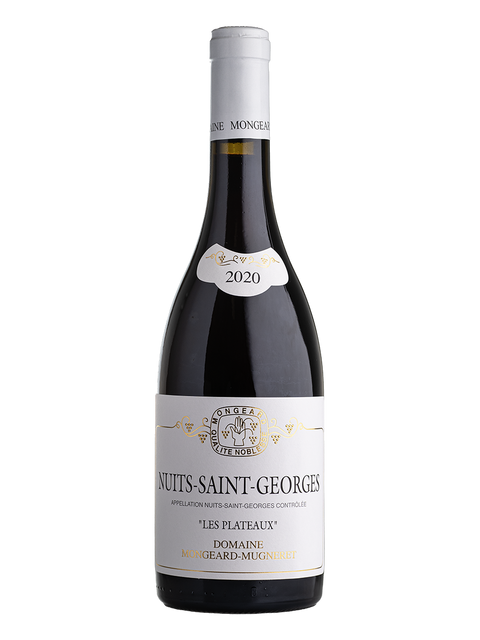 Botella de Mongeard-Mugneret Nuits-Saint-Georges Les Plateaux 2020, vino tinto de Borgoña
